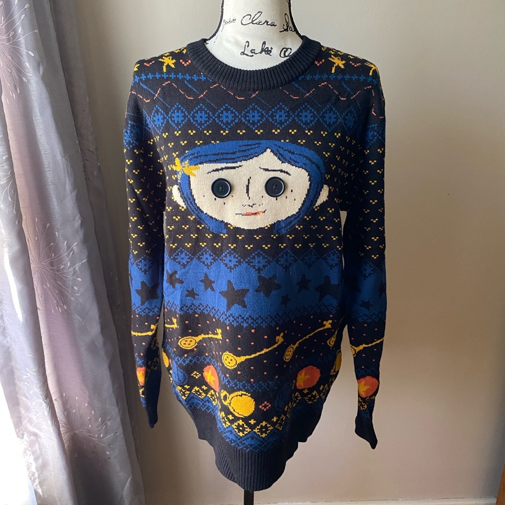 Coraline Button Eyes Sweater